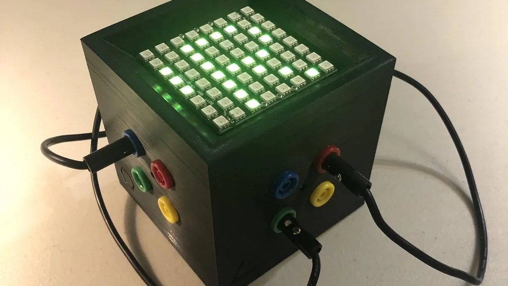 MicrochipMakes's tweet image. The Technological Tesseract is an ATmega328-powered electronic puzzle box. If users correctly connect the three wires to the jacks, the LED matrix will light up in a fun way: bit.ly/3Jbk6nA