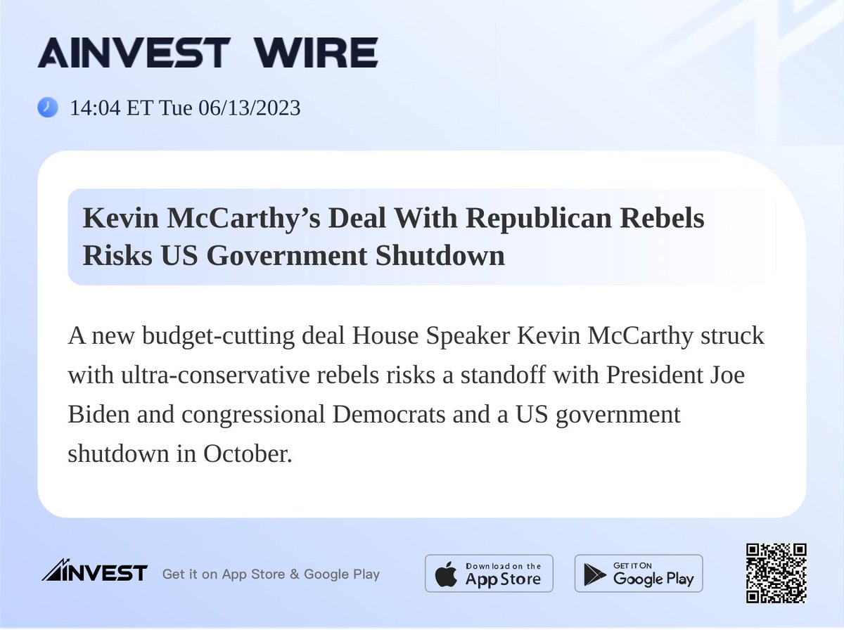 Kevin McCarthy’s Deal With Republican Rebels Risks US Government Shutdown
#AInvest #Ainvest_Wire #Election2022 #Midterms2022 #MidtermElections2022
View more: bit.ly/3X4l0XC
