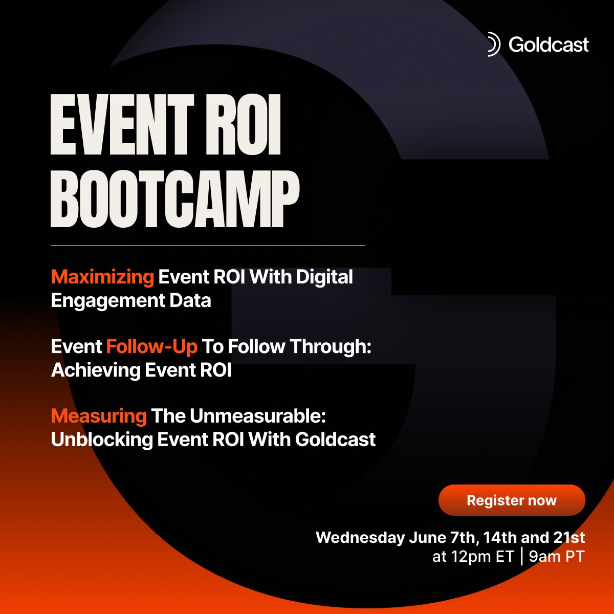 🙈 Tired of hidden event #ROI data? We feel you! <a href="/Goldcast/">Goldcast</a> is back with a bang 💥 for session two of their epic Event ROI crash course. Dive into event reporting &amp; attribution and shine a light 🔦 on ROI. Grab your spot now for June 14th 🙋 hubs.li/Q01SM9hD0
#marketingops