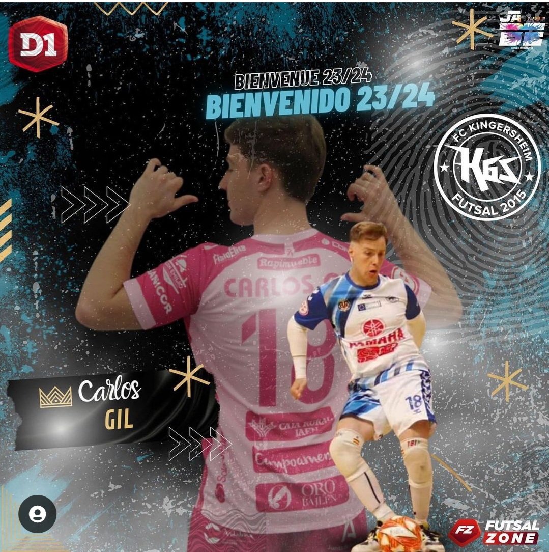 La temporada que viene me uniré al proyecto del <a href="/KGSFutsal/">Kingersheim Futsal</a> en la primera división de Francia.
Muy ilusionado con este nuevo reto ⚽️🇨🇵