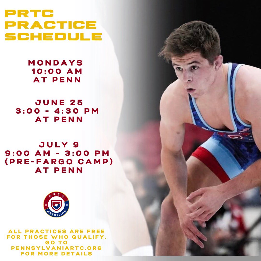 PRTC Developmental Update - We’ll be training every Monday morning at UPenn. On June 25th, we’ll have a special one day afternoon practice. 

Our Pre-Fargo Camp is set for July 9th from 9am - 3pm at UPenn.

All practices are free for those who meet USAW RTC qualifying criteria.