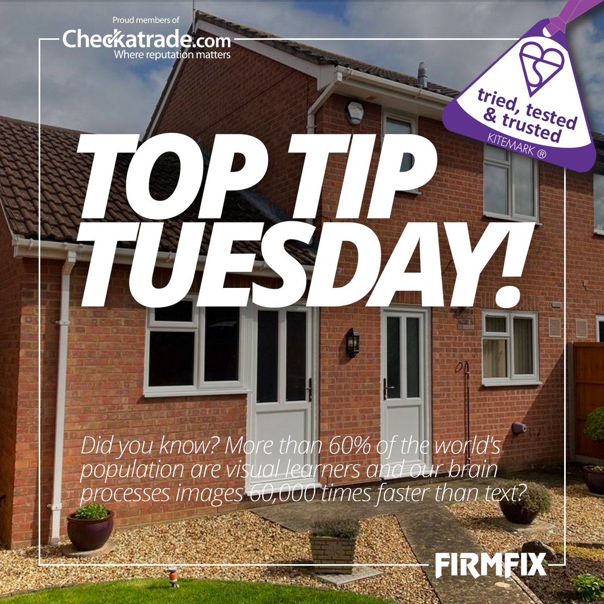 #TopTipTuesday: Visualise before you choose! With 60% of us being visual learners, imagine how new windows, doors, or conservatories will look in your home. 🏡 Firmfix offers a wide range of styles to help you achieve your perfect aesthetic. Questions? We’re here to help!