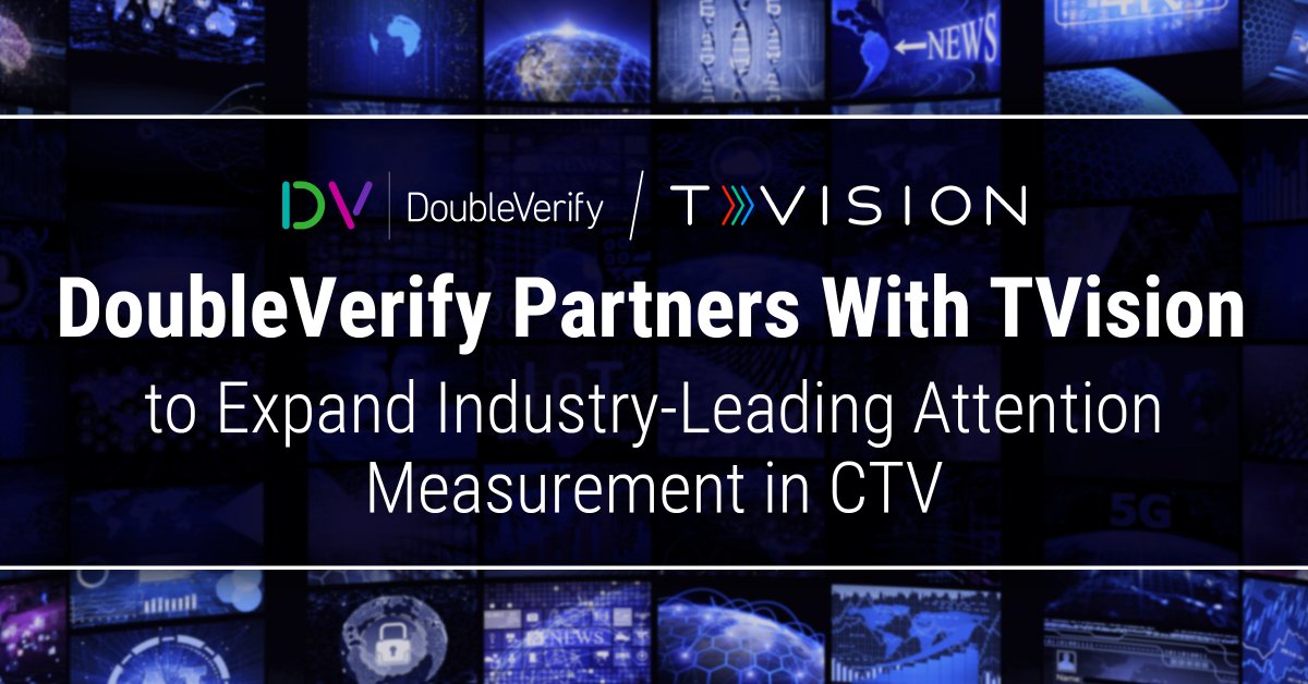 doubleverify's tweet photo. DV and @TVisionInsights are joining forces to combine DV's scalable ad exposure data with TVision's viewer presence and eyes-on-screen ad attention signals. This partnership will provide the market's most comprehensive and scalable attention offering.
 
👉 https://t.co/r2kle0B6EI https://t.co/1831JniEE8