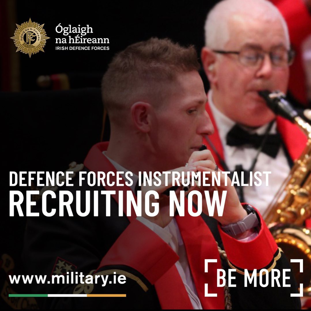 RECRUITING NOW The DFSM is Recruiting wind, brass & percussion instrumentalists across all three bands.    Application deadline is 2359hrs on Sunday 18th June. #militarymusic #musicjobs #irishjobs #BeMore