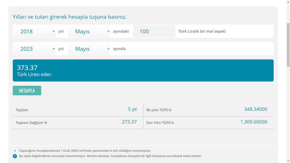 turc35's tweet photo. Merkez bankası herkes için enflasyon hesaplama sayfası .. 5 yılda enflasyon yüzde 273.37 artmış aynı dönemde  resmi tefas  altın fiziki %666.83 Altın enflasyondan uzun vadede korurmu ? diyen arkadaşlara hediyemdir  https://t.co/jFSqOAFE9V https://t.co/9Vgyq73jES