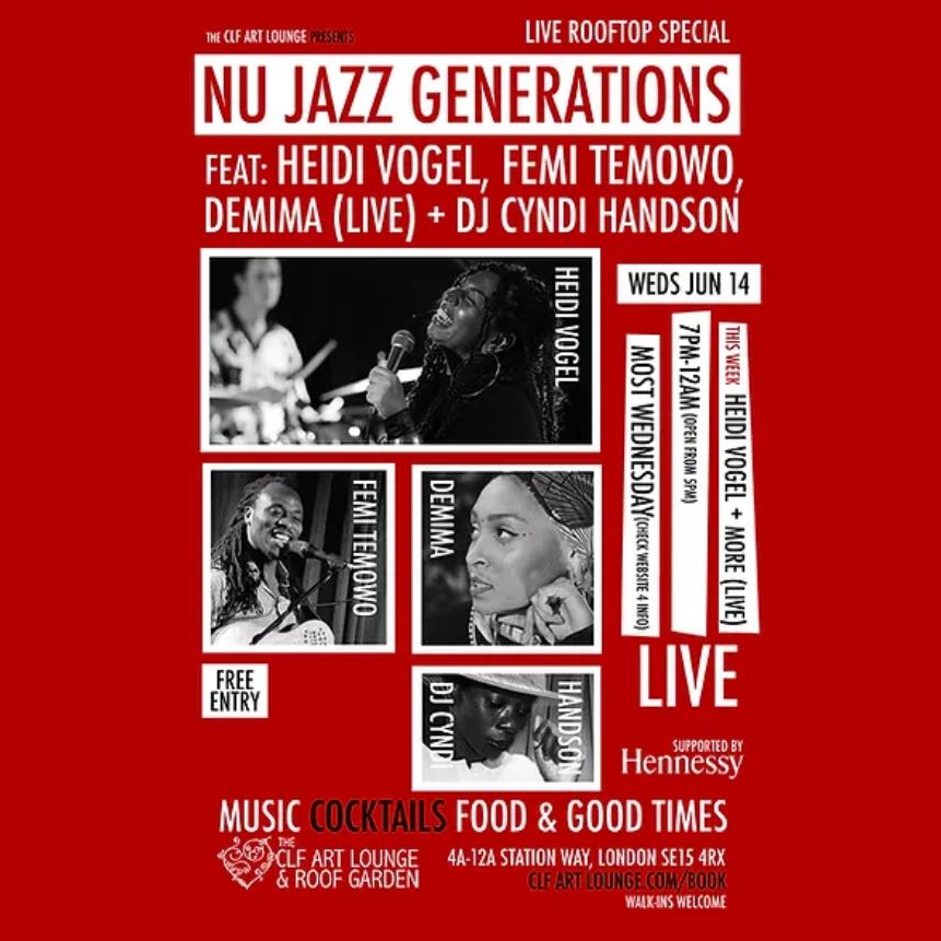 Mr Boogie (Soulsa) 🇺🇬🇫🇷🇬🇧 (@meltingpot4u) on Twitter photo ⭐ #GigOfTheDay ⭐ Nu Jazz Generations with <a href="/HeidiLevo/">heidi vogel music</a>, @FemiTone and <a href="/AngloZulu/">DemiMa</a> live + DJ set 🎧 from Cyndi Handson (<a href="/HandsOnFamily/">HandsOn Family</a>) at <a href="/CLFArtLounge/">The CLF Art Lounge & Roof Garden</a>, #Peckham, #London #SE15 this #Wednesday ➡️ ow.ly/xgj250ONmbR. #LiveMusic #Jazz #Soul #FreeEntry 🆓 ⭐ #GigOfTheDay ⭐ Nu Jazz Generations with <a href="/HeidiLevo/">heidi vogel music</a>, @FemiTone and <a href="/AngloZulu/">DemiMa</a> live + DJ set 🎧 from Cyndi Handson (<a href="/HandsOnFamily/">HandsOn Family</a>) at <a href="/CLFArtLounge/">The CLF Art Lounge & Roof Garden</a>, #Peckham, #London #SE15 this #Wednesday ➡️ ow.ly/xgj250ONmbR. #LiveMusic #Jazz #Soul #FreeEntry 🆓