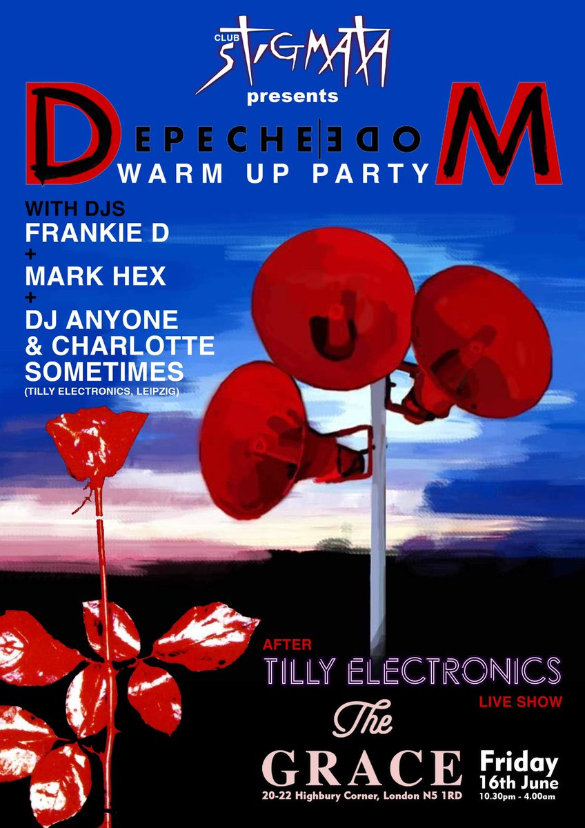 Who’s coming on Friday? A few tickets left for the TILLY ELECTRONICS Machine Rox SHH & Flesh Tetris gig & the Depeche Mode Warm Up Party at The Grace (above The Garage) Note: you don’t need to buy a DM Party ticket if you have a Tilly Electronics flagpromotions.co.uk