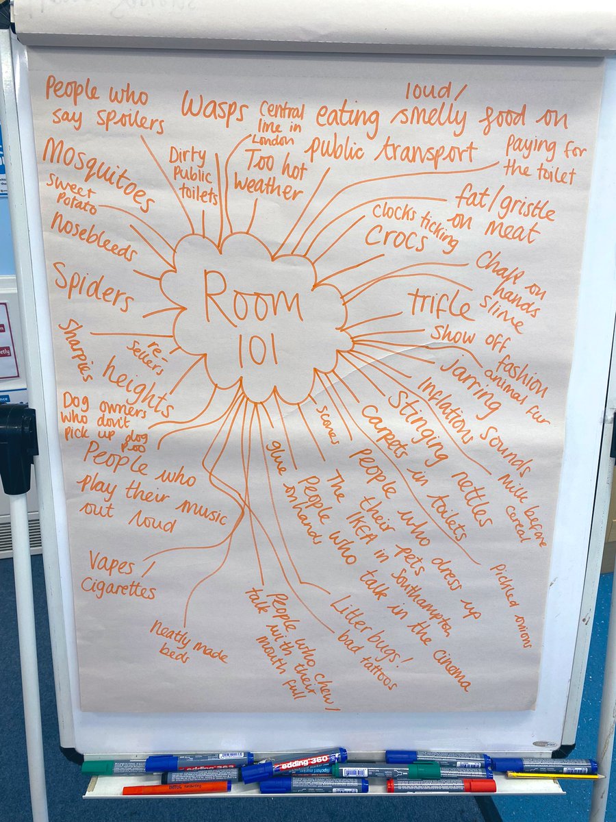 Ignore my rank handwriting (I swear it’s usually lovely - I was rushed!) but ohmygosh if you want to have fun do Room 101 persuasive writing with your class. They are LOVING coming up with things to be banished and their reasons why. I can’t wait for them to get writing🥳