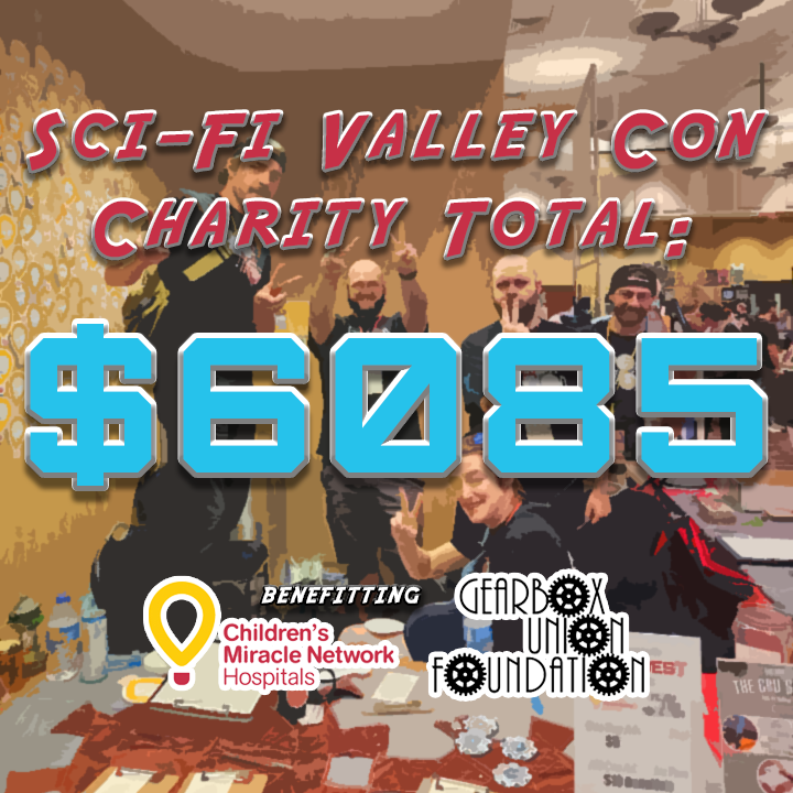 Here's the final total from all the @SciFiValleyCon charity events benefitting the @CMNHospitals, @ExtraLife4Kids, and the GBUF! #Charity #KidsCantWait #ChangeKidsHealth
