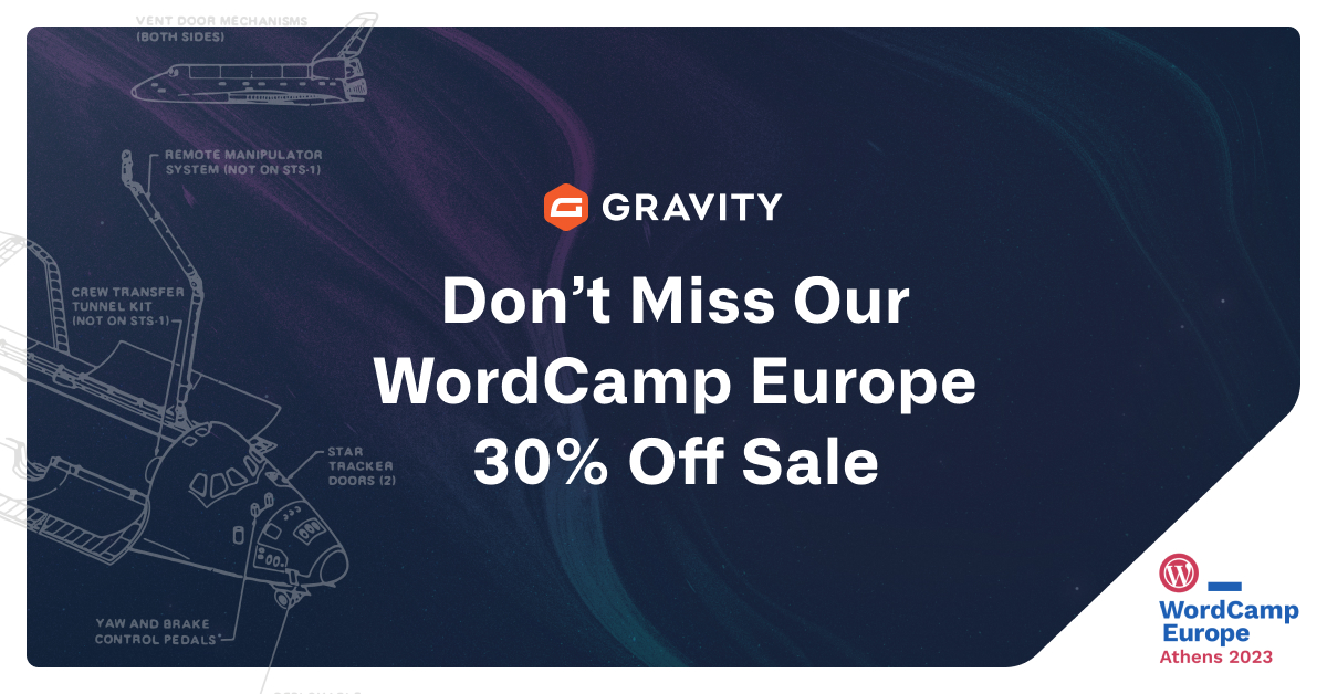 rocketgenius's tweet photo. The Gravity Forms WCEU sale ends at midnight (EST) tonight - take advantage of 30% off a new license! 

https://t.co/NujoHzslVC

#WCEU #WordPress #WordPressPlugins #WCEU2023 https://t.co/LQ9iES8Kn0