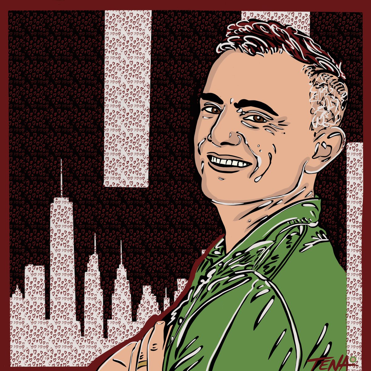 206/365 of my visual application for @garyvee and @veefriends 

There’s nothing like a big city with a big heart ❤️ Have an awesome day and I love you ALL!! 💚🙏🤟 
#365PortraitsOfGary #ArtByTena #digitalartist #artist #veefriends #nft #drawing #web3 #garyvee #NYC