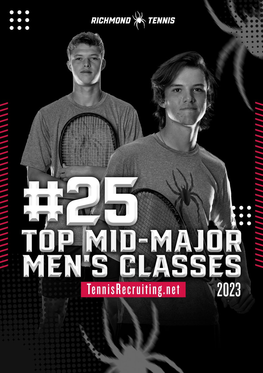 The future is 𝐬𝐭𝐫𝐨𝐧𝐠. #OneRichmond 

Richmond Men’s Tennis has been ranked No. 25 in the Top 25 Mid-Major Men's Recruiting Classes for 2023 by TennisRecruiting.net! 🕷️🎾

🔗 - spides.us/3PfP7KV