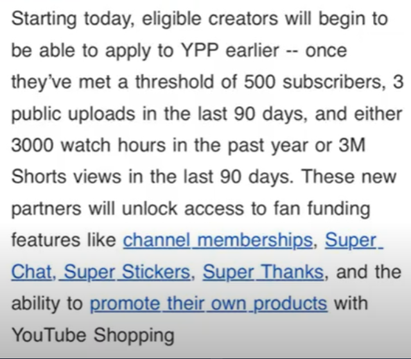 BlaiseMcCoyLTD's tweet photo. AWESOME news for YouTube Content Creators working to get Monetized.   Go to your YouTube Studio for more details.   @YouTube @TeamYouTube #Youtube https://t.co/nXTWcvcf92