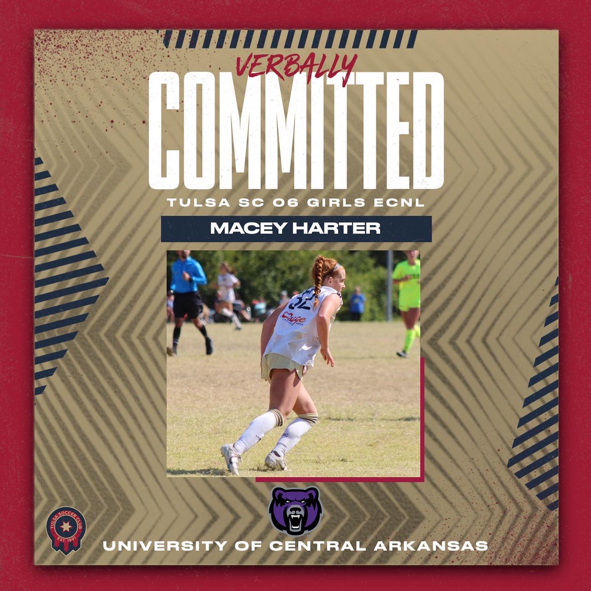TulsaSC's tweet photo. V⃨E⃨R⃨B⃨A⃨L⃨L⃨Y⃨ C⃨O⃨M⃨M⃨I⃨T⃨T⃨E⃨D⃨ 🐻

We would like to congratulate @TulsaSC_06_ECNL @ECNLgirls player @maceyharter32 on verbally committing to D1 program @UCAWomensSoccer 💯⚽️

#TulsaSC https://t.co/orubPXXOpt