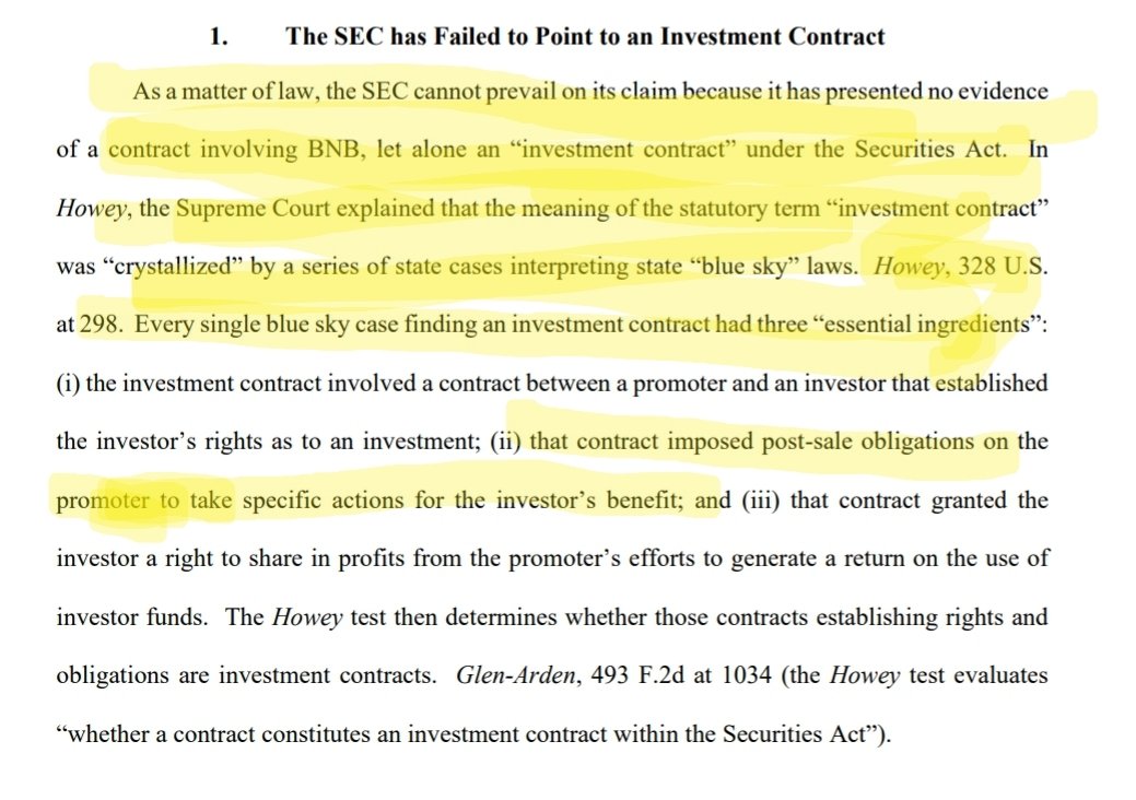 We all got feelings about the Hinman emails today.

BUT don't forget that Binance filed its brief today and look what argument it raises #1: the Ripple 'an investment contract requires a contract,' aka 'blue sky law' defense!

It's starting to spread.