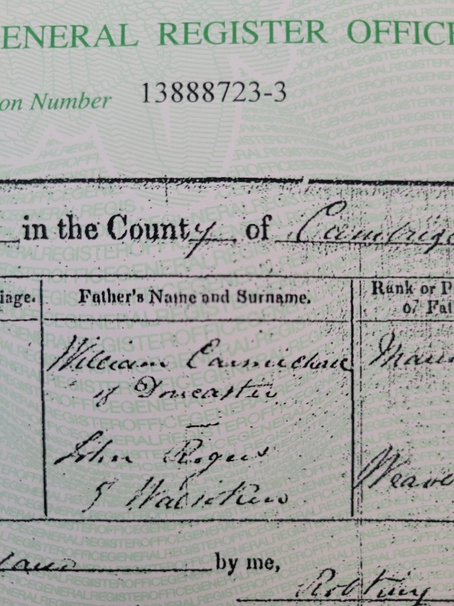 #AncestryHour just got marriage certificate (1837) of my 4x g-grandfather, and it very helpfully tells me that my 5x g-grandfather was from Doncaster! Brilliant!