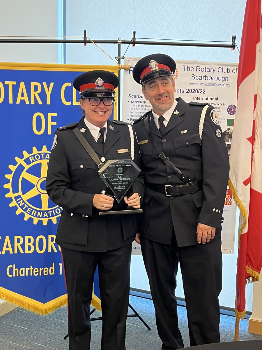 Very proud of my friend Officer Amanda who was honoured with the Service Above Self Award from the Rotary Club…. Anyone who knows her would agree that she is beyond deserving of this award!