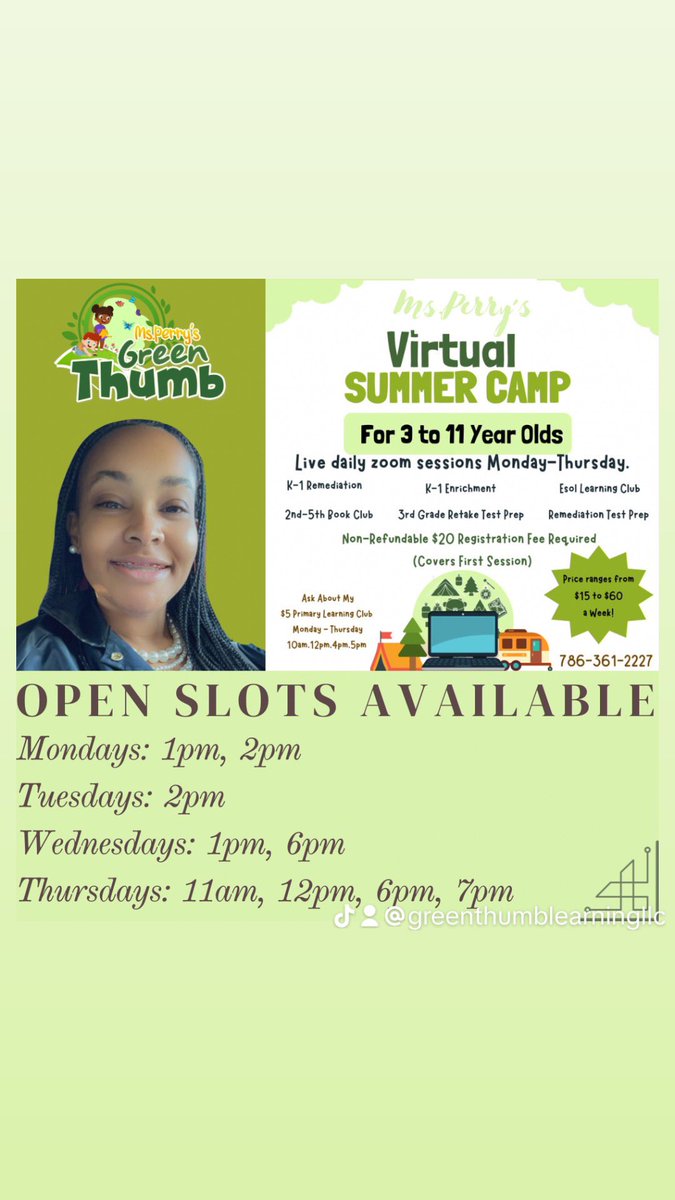 10 Slots are Left for tbr Summer! Contact me today. (786)361-2227. #remediation #enrichment #testprep #bookclub #primarylearningclub #tutoring #onlinetutoring #onlinelearning #virtualtutoring #virtuallearning #summertutoring #summerhomeschool #summervirtualschool #summerslide