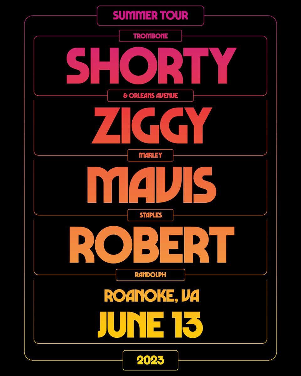 VIRGINIA family 🚨🎶 we'll see you TONIGHT at #ElmwoodPark in Roanoke for a night of music and good vibes with @Tromboneshorty, @mavisstaples, and @robertrandolph 🎟 tickets still available at zig.lnk.to/roanoke2023 we'll see you there ✌🏾