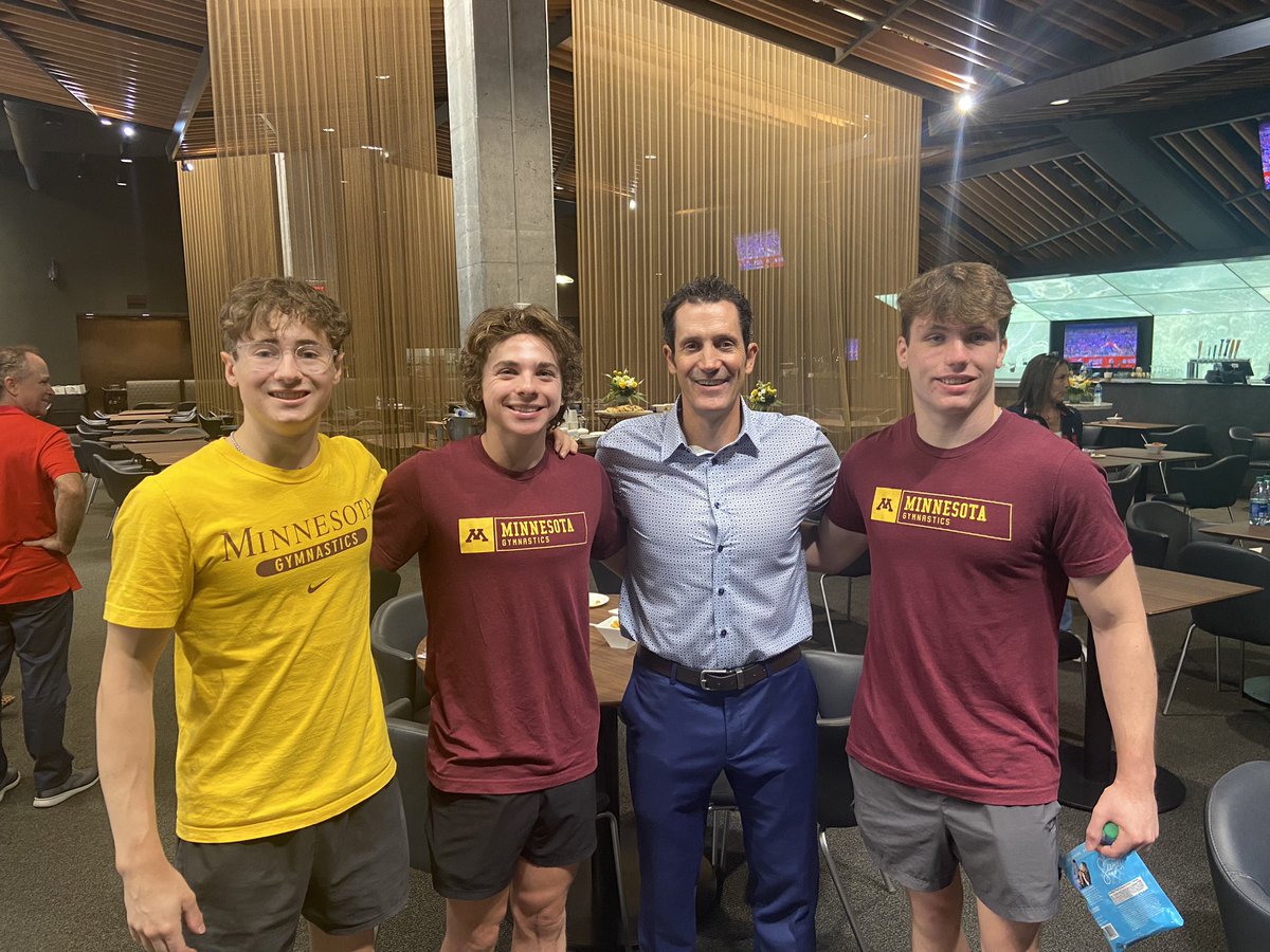 John Roethlisberger was in town for the 2024 Olympic Trials announcement at the Target Center. Several of our Minnesota GymACT student-athletes were on hand for the event: rising sophomore Justin Lancisi, rising red-shirt freshman Charlie Larson, and rising junior Kellen Ryan.