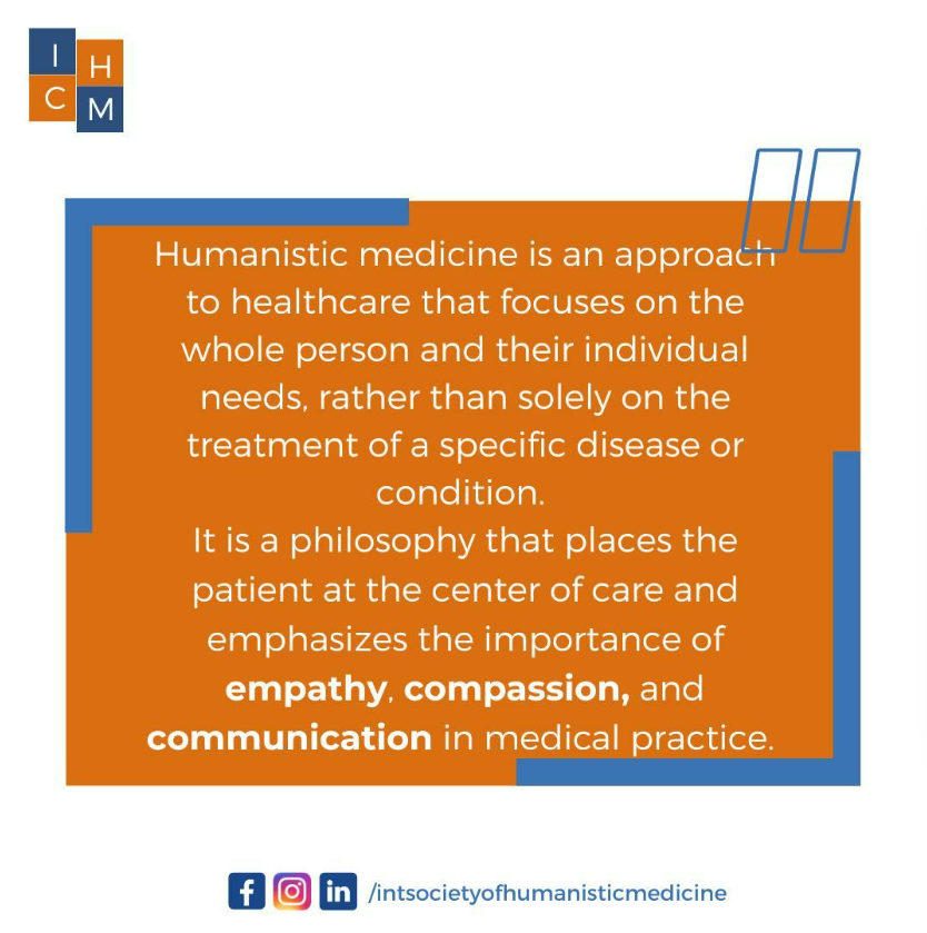 ICHMedicine's tweet photo. Embracing #humanisticmedicine, with #compassionatedoctors who listen and understand, improves #patientsatisfaction. Embracing this philosophy creates a #patientcentered healthcare system. #ICHM #ICHMedicine #compassionatecare #empathy #doctorpatientrelationship #MedTwitter https://t.co/O0iyO03whI