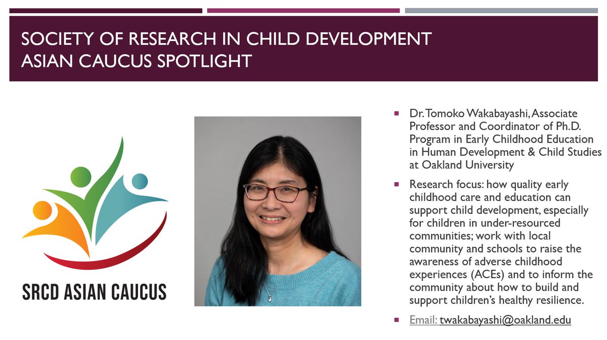 SRCD Asian Caucus (@srcdasiancaucus) on Twitter photo This month, we are delighted to announce our monthly spotlight, Dr. Tomoko Wakabayashi, Associate Professor at Oakland University. <a href="/twakabayashi264/">Tomoko Wakabayashi</a>,@OaklandU, <a href="/OaklandResearch/">Oakland University Research Office</a>, #ThisIsOU This month, we are delighted to announce our monthly spotlight, Dr. Tomoko Wakabayashi, Associate Professor at Oakland University. <a href="/twakabayashi264/">Tomoko Wakabayashi</a>,@OaklandU, <a href="/OaklandResearch/">Oakland University Research Office</a>, #ThisIsOU