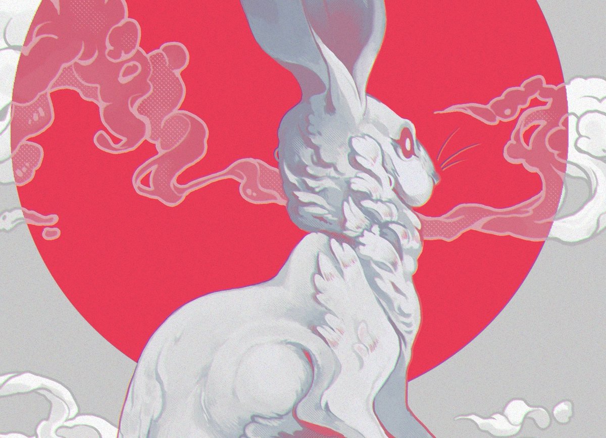 no humans animal focus solo cloud red eyes pokemon (creature) rabbit  illustration images