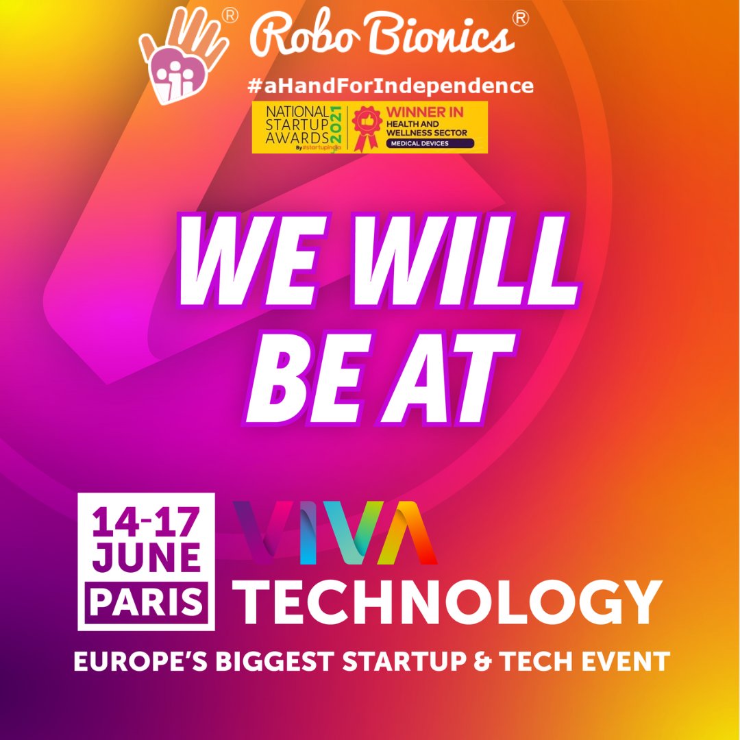 Get ready to witness #RoboBionics share the groundbreaking #GrippyBionicHand from India taking centre stage at #VivaTech2023

#BiggestEuropeanTechEvent #FosteringTechEcosystems
#IndianInnovation #IndiaAtVivaTech #vivatech
#BionicRevolution #aHandForIndependence