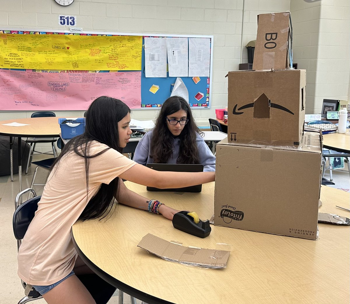 CVanDerWende's tweet photo. To celebrate the journey’s end of our year-long class read aloud 📖, students have begun construction on their own glass castles! 🏰 @wyckoffschools @WPSEisenhower https://t.co/Rtvs8LOlav