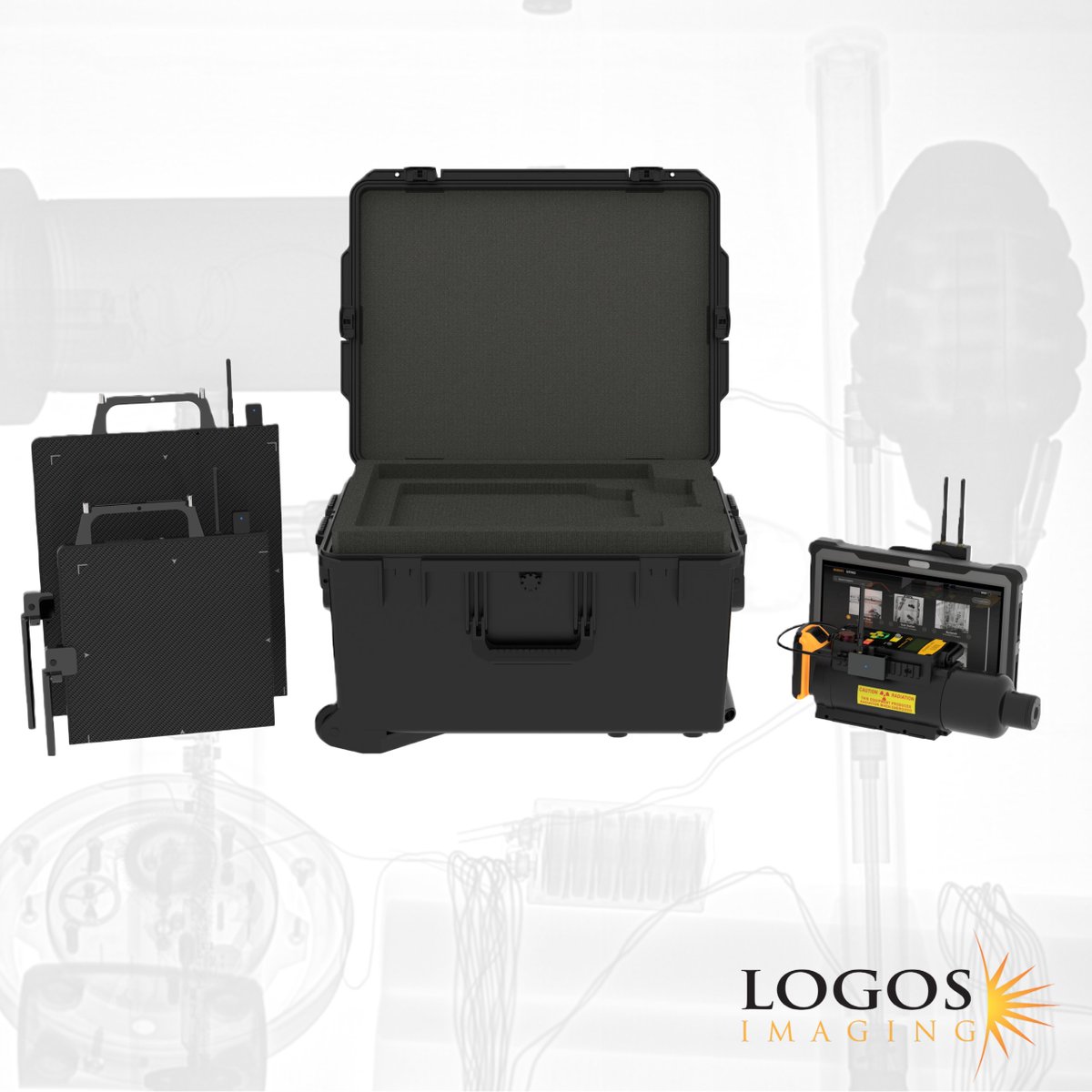 Teams looking for mission set flexibility on the size of imager should consider a Dual Panel Kit. Logos offers the 10”x10” SOSTÓS II or 12”x12” XIRÓS II along with the 14”x17” STENÓS II to allow users to assess the risk and determine what size imager is best for the task at hand.