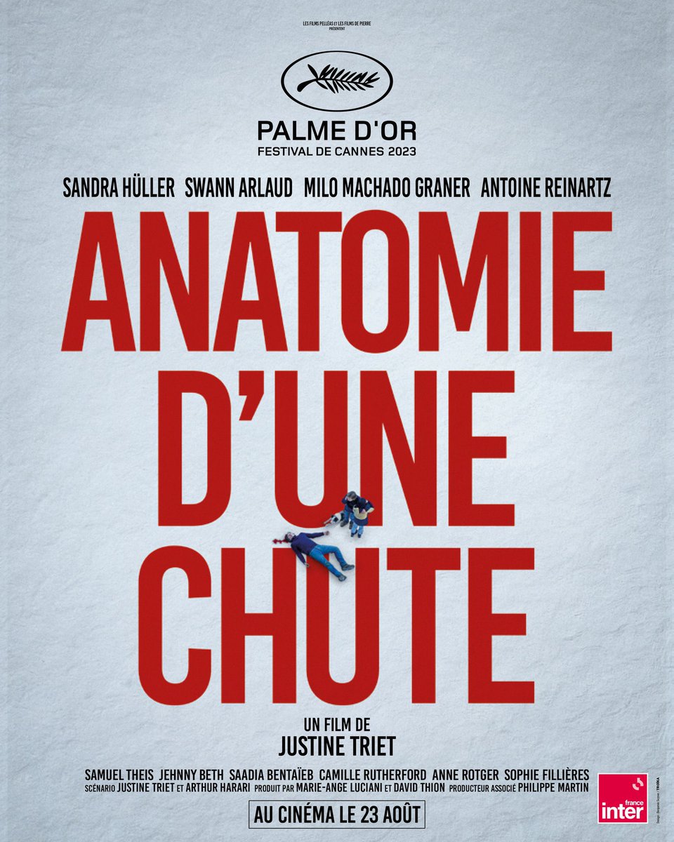 ⚖️ Voici les deux affiches de la Palme D’or #AnatomieDuneChute !

Demain sortiront les premières images du film et il faudra patienter jusqu’au 23 août pour le découvrir en salles. 

👉 Vous avez hâte de découvrir ce film ?