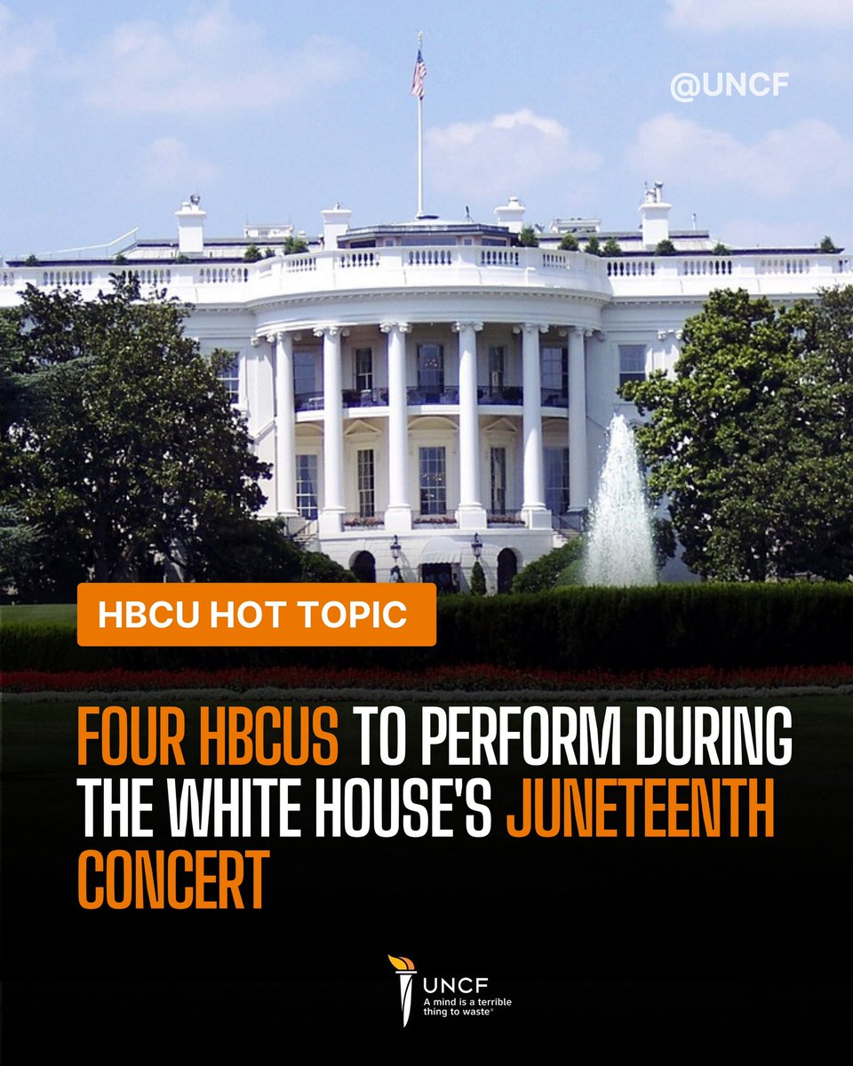 Today the @WhiteHouse will host a #Juneteenth Concert in celebration of community, culture & music. Performances by HBCU talent @tsuaristocrats, @MorganStateU's The Magnificent Marching Machine, @Fisk1866 Jubilee Singers, & @_HamptonU Concert Choir! More: whitehouse.gov/briefing-room/…