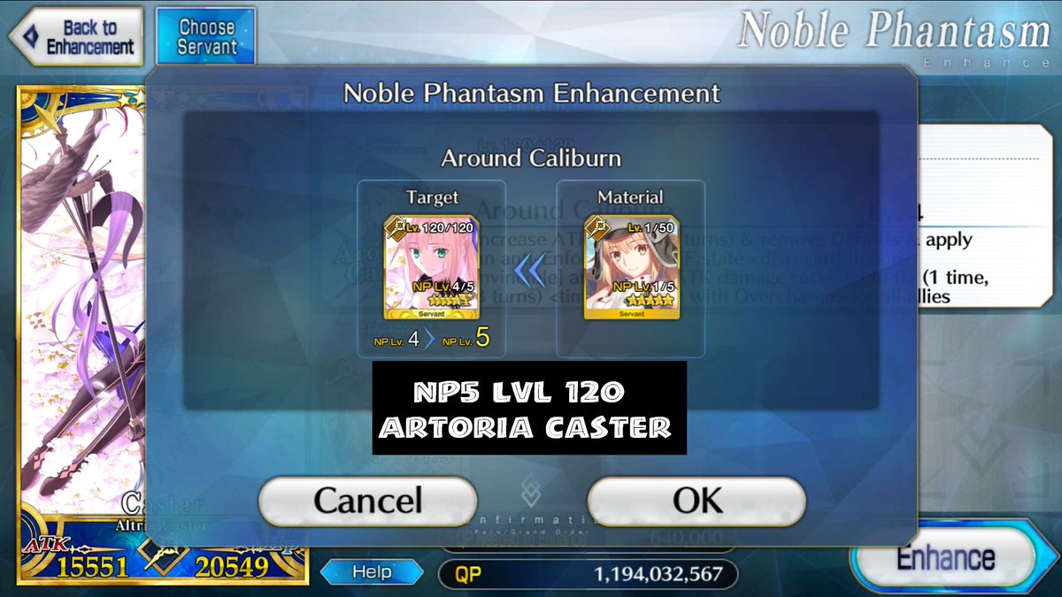 Yes, it has finally happened. My Artoria Caster is now NP5, my first ever NP5 limited SSR as a Free2Play type player. It was challenging, but I gave it my all for one of my favorites. One of the highlights of FGO for me.
#FGO NA