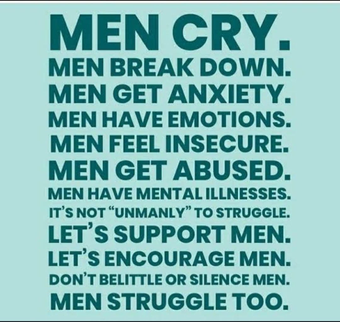 MEN ALSO CRY...
#MensMentalHealth 
#MensMentalHealthMonth
#MentalHealthAwarenessMonth