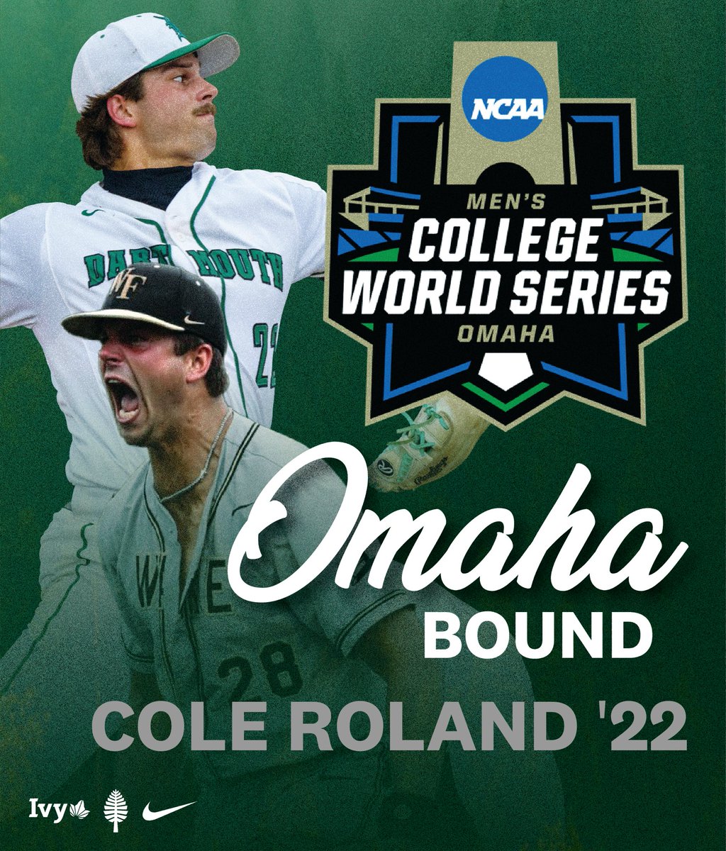 Dartmouth Baseball (@biggreenbsb) on Twitter photo Congrats to former Big Green captain <a href="/ColeRoland/">Cole Roland</a> for punching his ticket to Omaha! The 2022 grad has a 2.12 ERA and 52 K’s in 24 appearances out of the <a href="/WakeBaseball/">Wake Forest Baseball</a> bullpen.
#TheWoods ⚾️🌲 Congrats to former Big Green captain <a href="/ColeRoland/">Cole Roland</a> for punching his ticket to Omaha! The 2022 grad has a 2.12 ERA and 52 K’s in 24 appearances out of the <a href="/WakeBaseball/">Wake Forest Baseball</a> bullpen.
#TheWoods ⚾️🌲