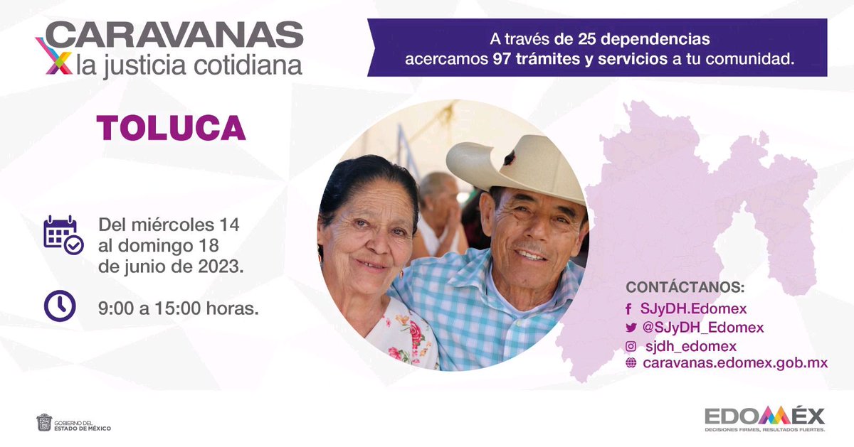 #CaravanasXLaJusticia en #Toluca, del 14 al 18 de junio 2023
Ingresa a: caravanas.edomex.gob.mx