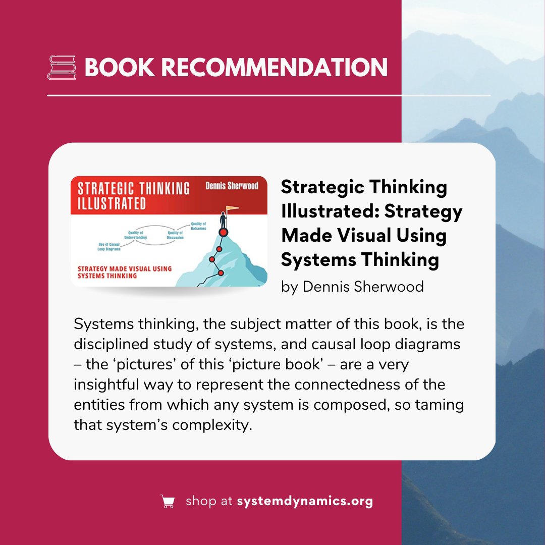📖 BOOK RECOMMENDATION ▶️ Strategic Thinking Illustrated: Strategy Made Visual Using Systems Thinking by Dennis Sherwood 

🛒 Grab a copy: ow.ly/S3Ty50NK5EU

#SystemDynamics #systemsthinking #bookshop