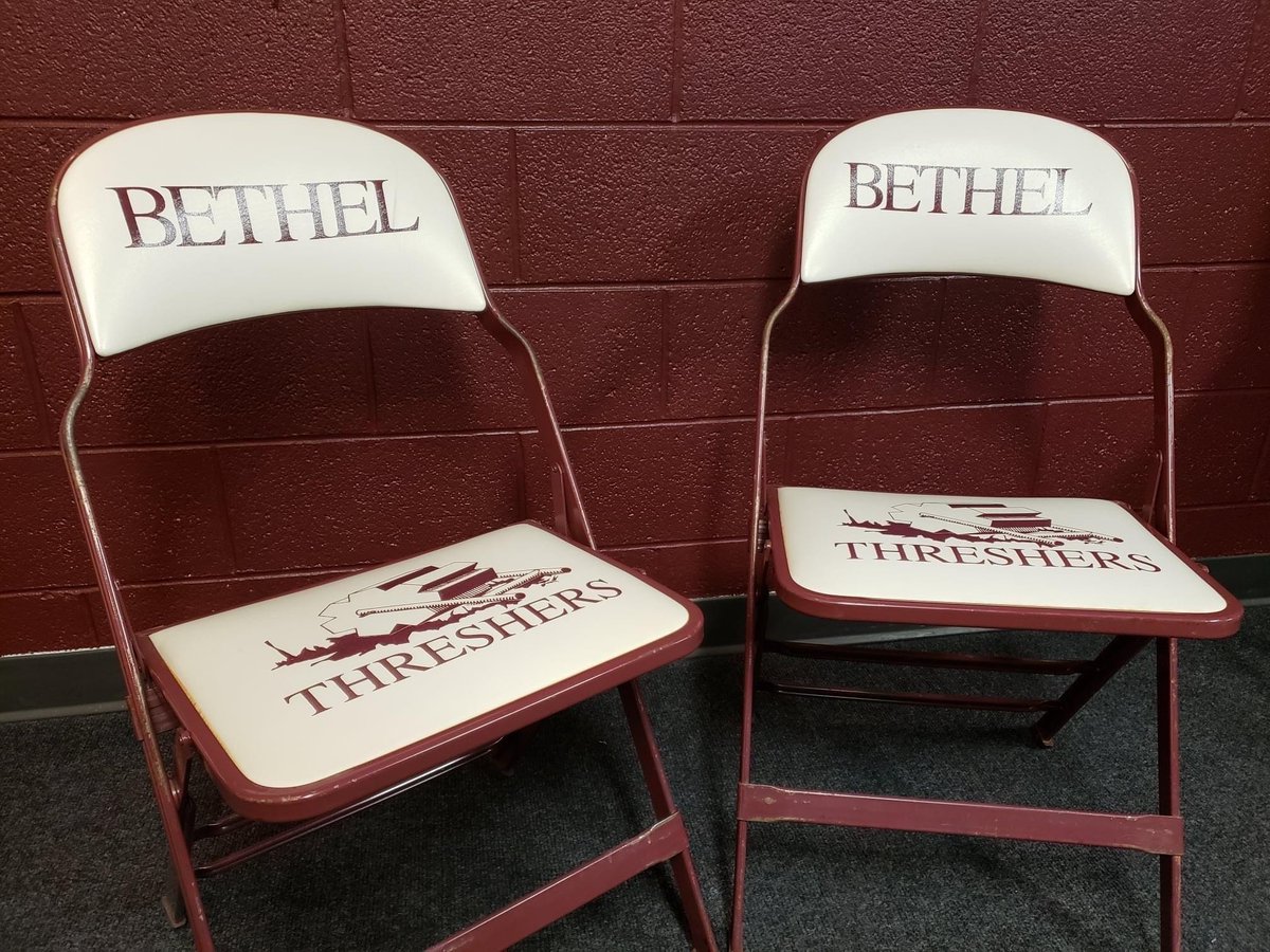 Bid on this pair of gym sideline folding chairs. Authentic for Bethel Athletics, previously used for volleyball and basketball games. Perfect for your sports cave!

Opening bid: $20
Estimated Value: $200

Email cloutensock@bethelks.edu to place a bid
