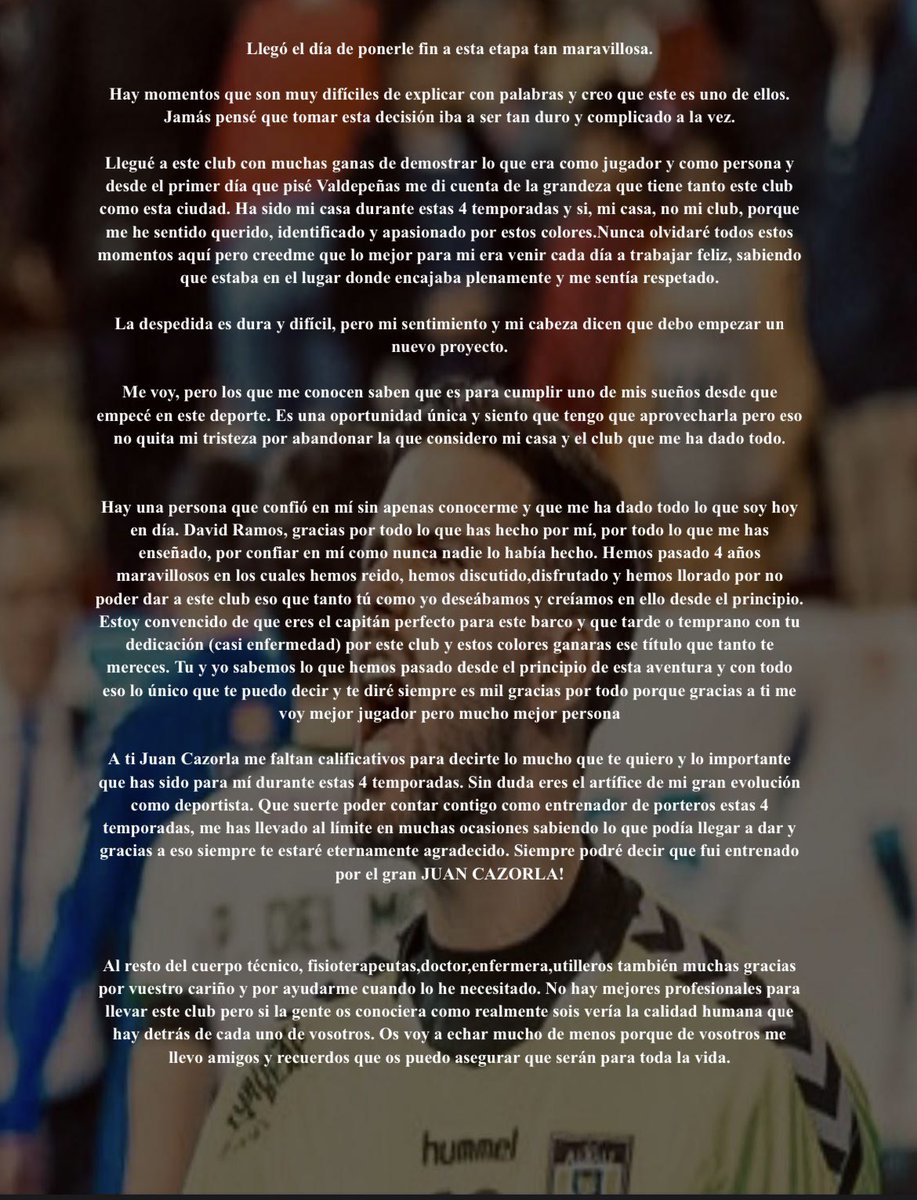 EduSousaV's tweet photo. CARTA DE DESPEDIDA 💙

Con todo el dolor de mi corazón me toca decir adiós a la que es y siempre será mi casa💙 os echaré muchísimo de menos https://t.co/BEBNaeVJJ7