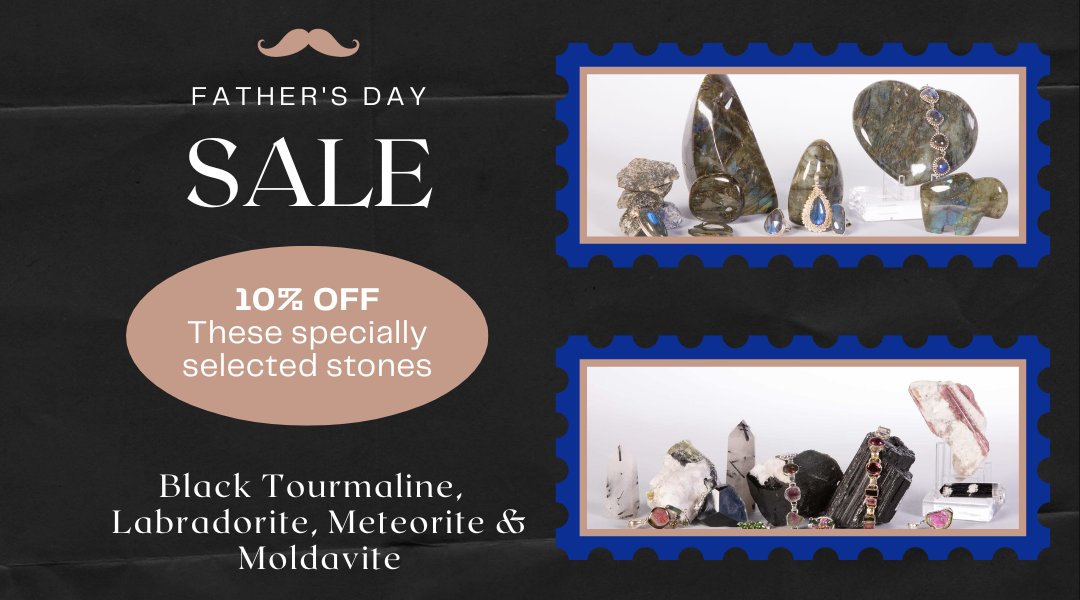 Father's Day Sale!! #BlackTourmaline #Labradorite #Meteorite #Moldavite Stop by or give us a call at 928-282-7220 to purchase! Learn more about the meaning behind these stones at bit.ly/3497sDS