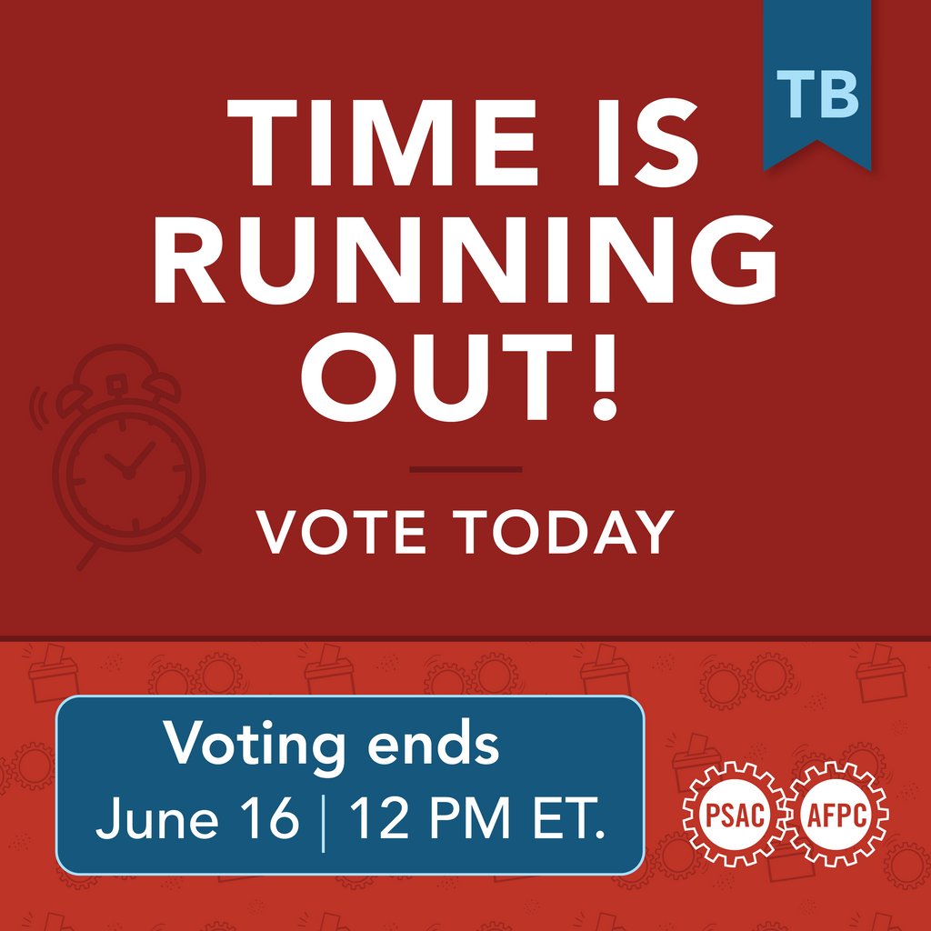 📢 Attention all members! ⏰  The clock is ticking, and the deadline to vote is fast approaching! 

Vote TODAY!

workerscantwait.ca/tb-rat/