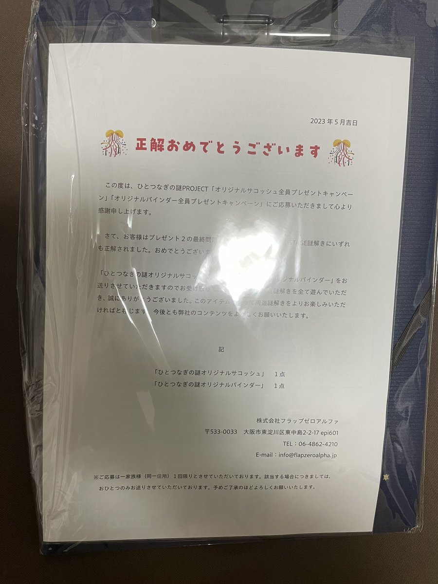 帯電防止処理加工 ひとつなぎの謎 サコッシュ バインダーセット | www