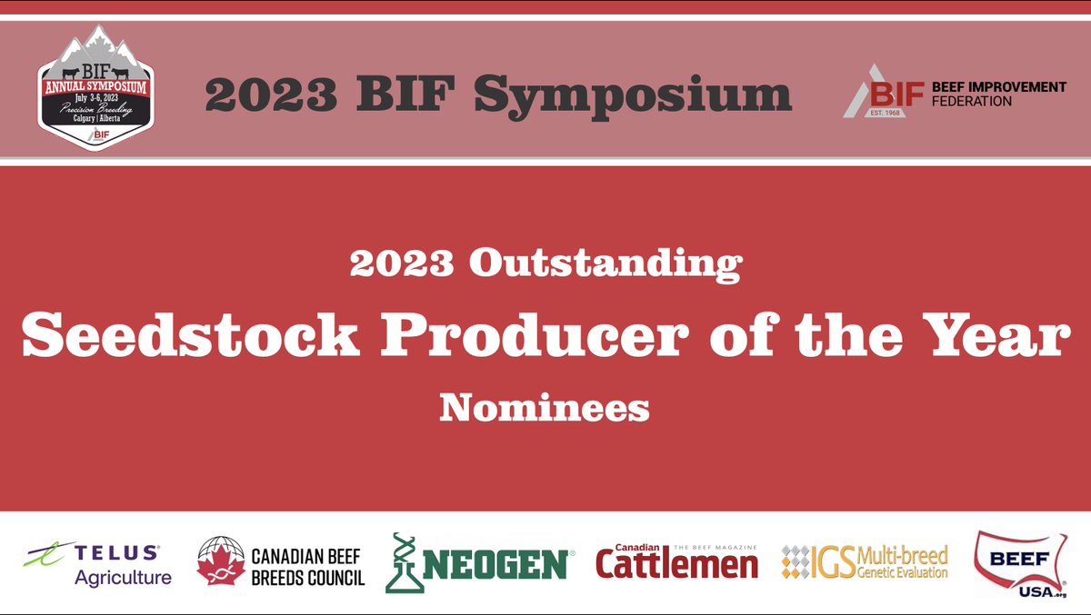 BeefImproveFed's tweet photo. Plan to join us on Facebook tomorrow, Wednesday, June 14 at noon central for the recognition of the 2023 BIF Seedstock Producer of the Year nominees and the announcement of the three finalists who will be recognized during #BIF2023 in Calgary on July 5.
https://t.co/vJwEiE6n6G https://t.co/anHsmuLQac