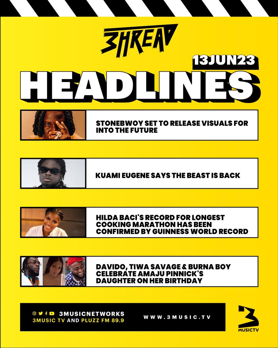 3musicnetworks's tweet image. Your night just got better as #3hreadlines brings you all the hottest headlines in the entertainment space. 

Tune in at 7:00 pm for the #EntertainmentNews in detail.