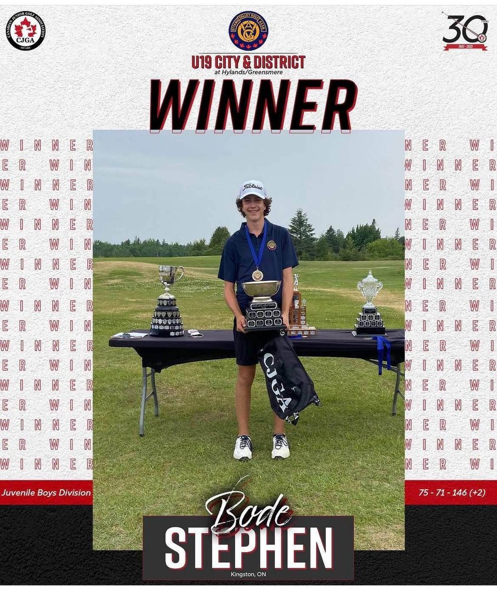 In his 2023 @cjgagolf season debut, Bode Stephen took first place in <a href="/the_ovga/">OVGA</a>  U19 City &amp; District Juvenile Boys division this past weekend. 
Congratulations, Bode well played!!

#GolfChampion #OVGA #U19GolfTournament #cataraquifamily #catgandcc