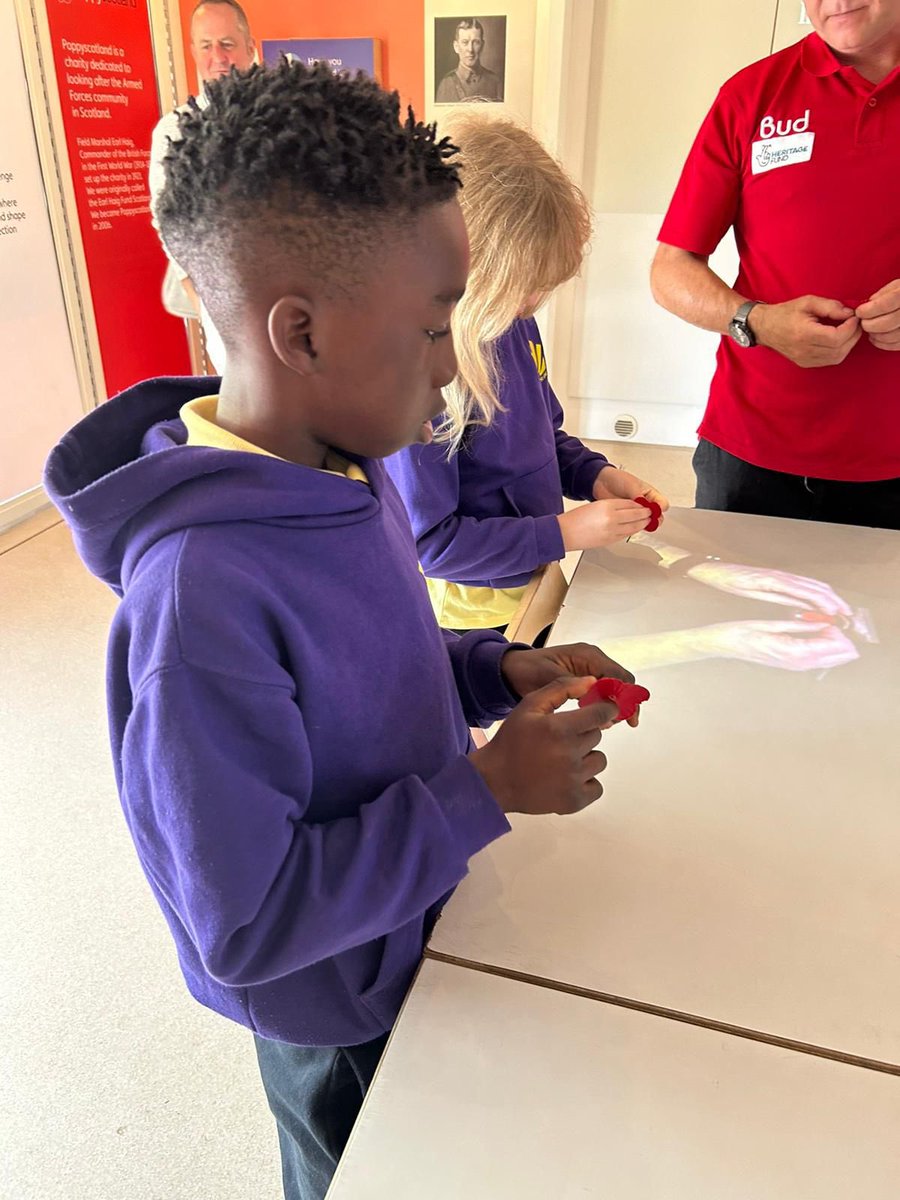 What an honour to have ‘Bud’ poppy into Sunnyside today! Bud is @poppyscotland ‘s travelling museum! What a fab, educational and humbling experience for our young people bringing the all year round impact of the poppy appeal right to our doorstep! Thank you! 💜💛