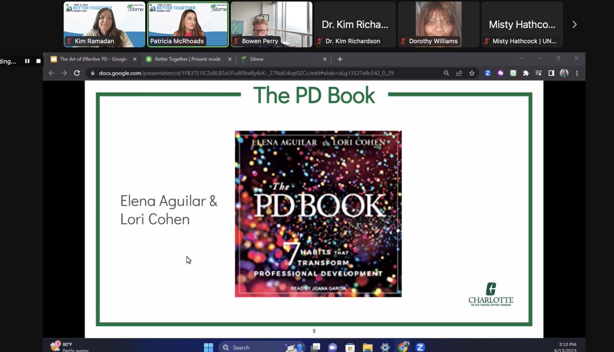 DrKimCoaching's tweet image. @patricial_abbey has a great session at the #SibmeBetterTogether Summit powered by @SibmeApp 

She is presenting on how to deliver a great PD session, with tips from The PD Book @lcctchr @brightmorningtm