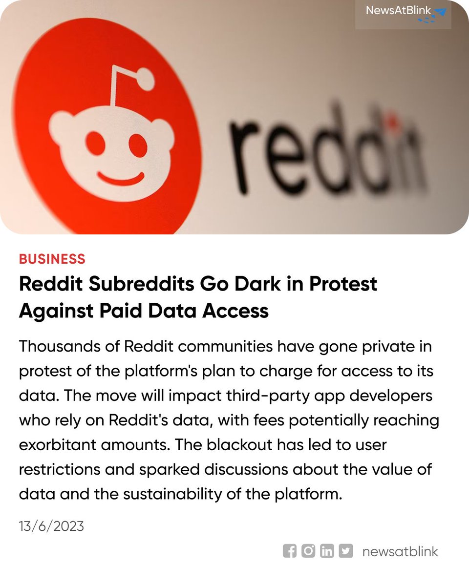 newsatblink's tweet image. #RedditProtest #DataAccess #CommunityProtest #RedditBlackout #DigitalActivism #OnlineCommunity #newsatblink

To know more about it refer “reuters.com/technology/red…"