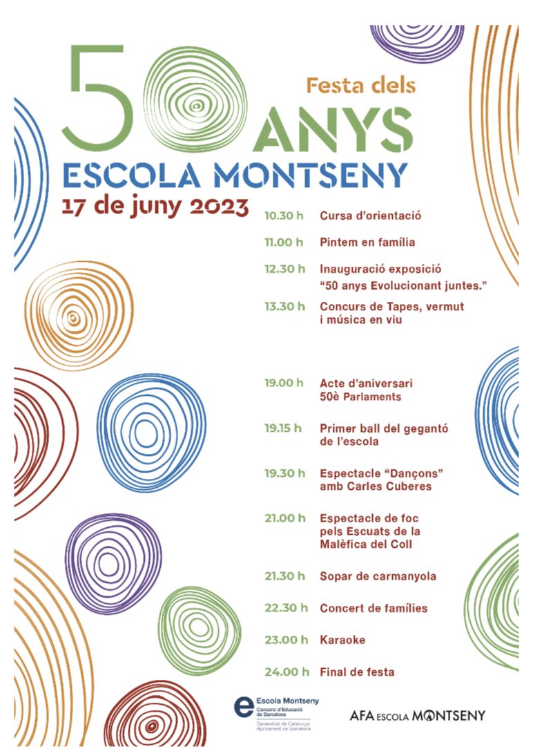Recordeu! Aquest dissabte celebrem el 50è aniversari de l’escola! Animeu-vos a celebrar-ho amb nosaltres!! #comunitateducativa #escolanatura