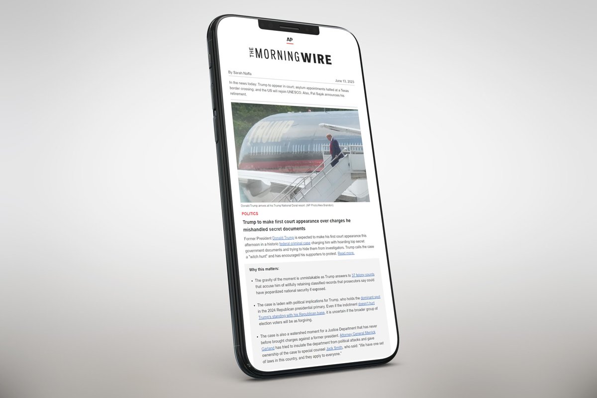 Today we relaunched <a href="/AP/">The Associated Press</a> flagship newsletter, The Morning Wire, with a new look and tone. 
It takes the day's top stories and breaks down why they matter in an approachable, skimmable and engaging way.
So, I hope you check it out: lnkd.in/gKhr5G-z